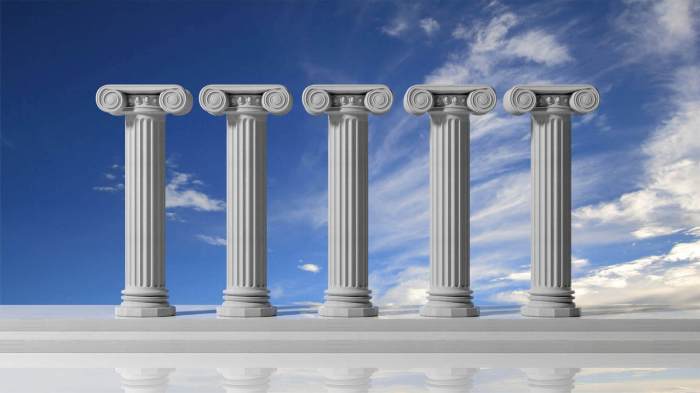 Different styles of pillars